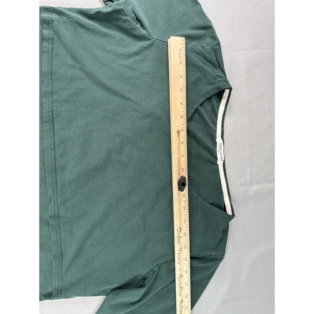 SMALLSHOW Crewneck Long Sleeve Top Womens XL Dark Green Cotton Regular Fit Slim - Picture 4 of 8